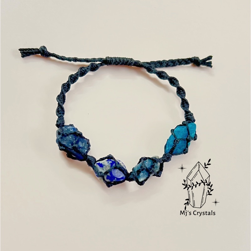 Vòng tay macrame handmade mix 4 loại đá thô theo yêu cầu