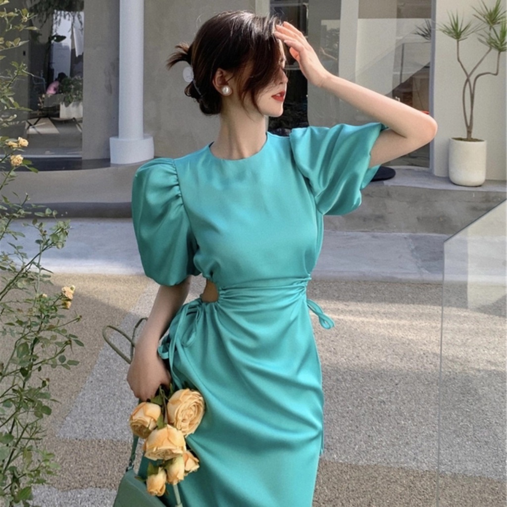 Váy nữ Vic's thiết kế tay phồng dáng dài, Đầm thời trang công sở cao cấp dự tiệc sang trọng V103 | BigBuy360 - bigbuy360.vn