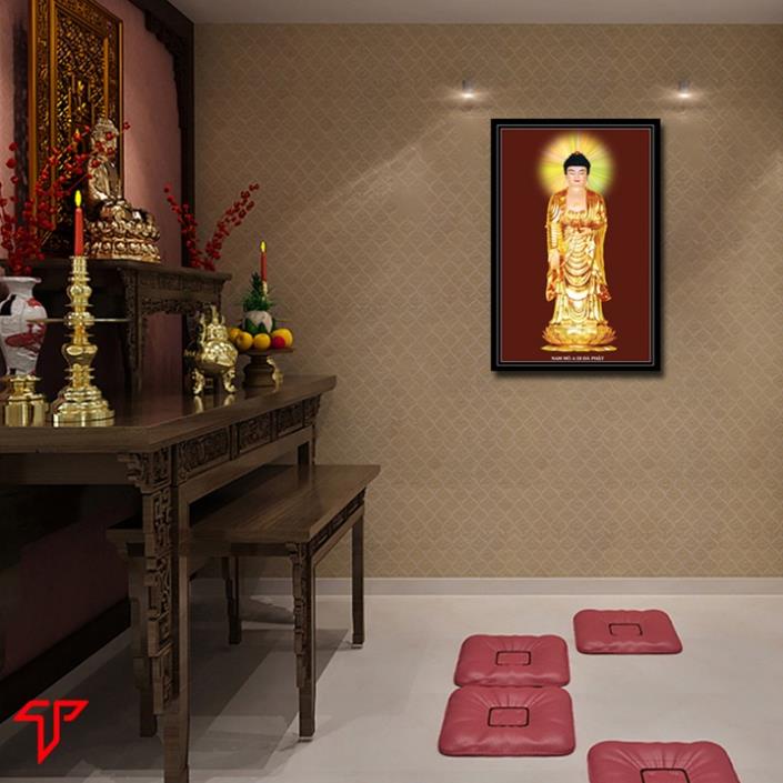 Tranh trang trí phòng thờ phật, tranh treo tường đức Phật Adida, tranh trang trí phòng thờ