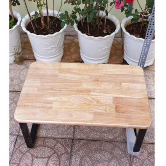 Bàn Gỗ chân Sắt (GIẢM NGAY 15K)ngồi Bệt bo tròn viền cạnh 40*80*35 | BigBuy360 - bigbuy360.vn