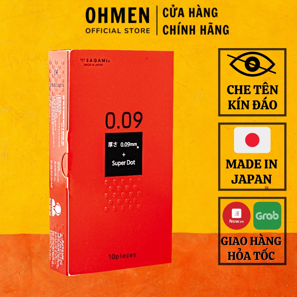Bao Cao Su Sagami Super Dot 009 Gai Chấm Nổi - BCS Một Lần Thắt - Hộp 10 Chiếc