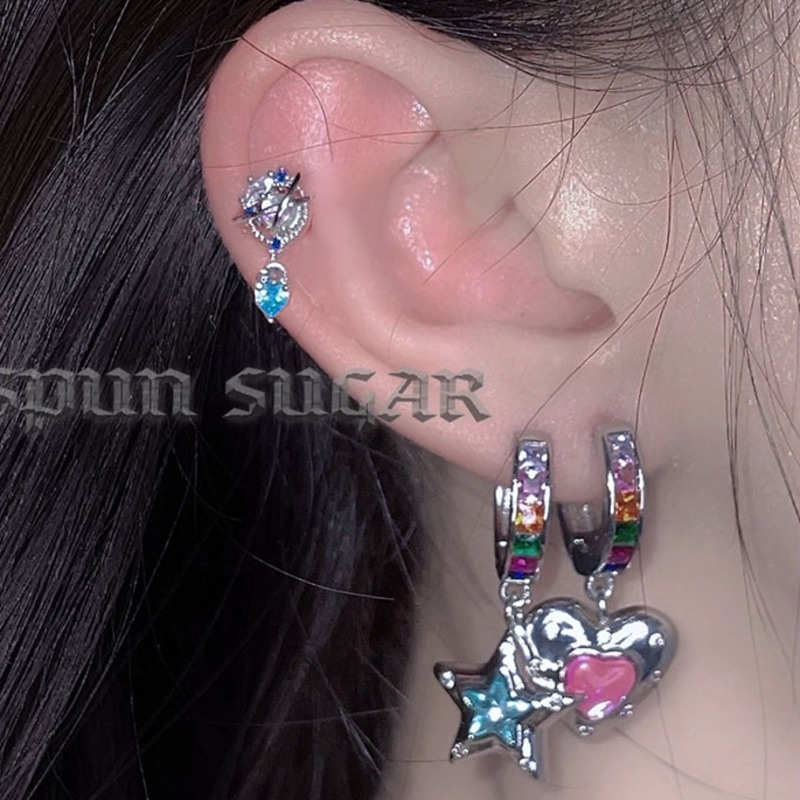 Khuyên Tai Hình Ngôi Sao Nhiều Màu Sắc Phong Cách Hàn Quốc Cổ Điển