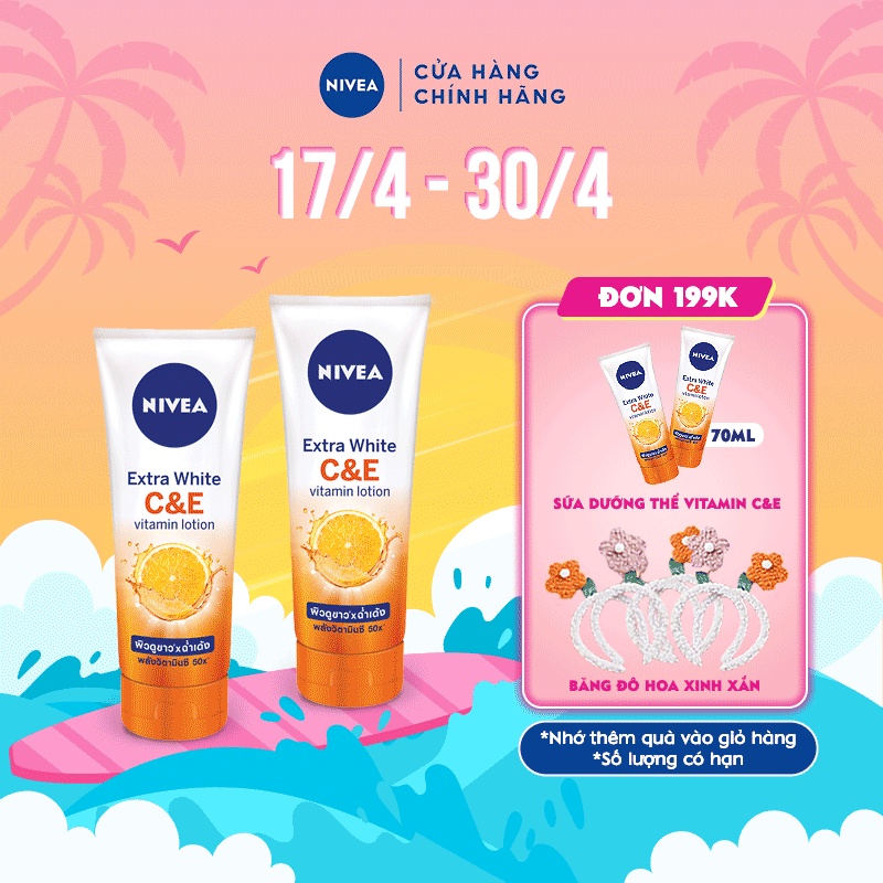 Bộ đôi sữa dưỡng thể dưỡng trắng Nivea Extra White C&amp;E Vitamin Lotion 180ml/chai