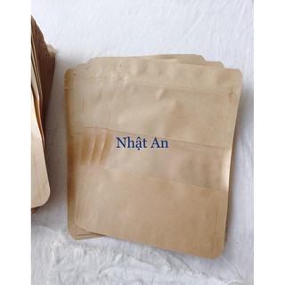 10 túi zip giấy kraft cửa sổ đáy đứng nhiều kích thước