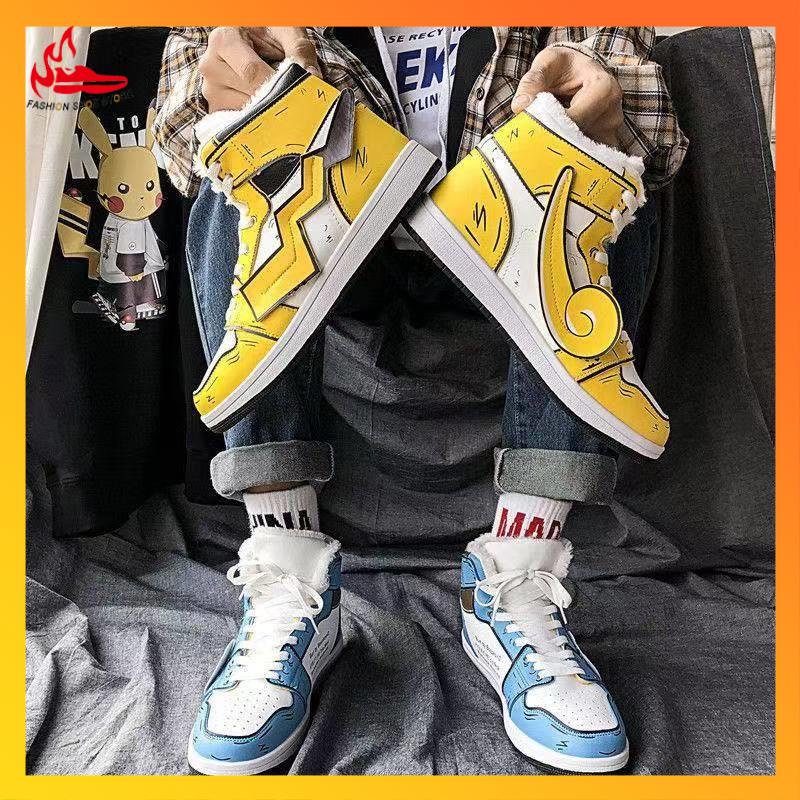 Giày Sneaker Cổ Cao Dày Dặn Thoáng Khí Phong Cách Pikachu Phong Cách Hàn Quốc Mới Cho Nam Sinh
