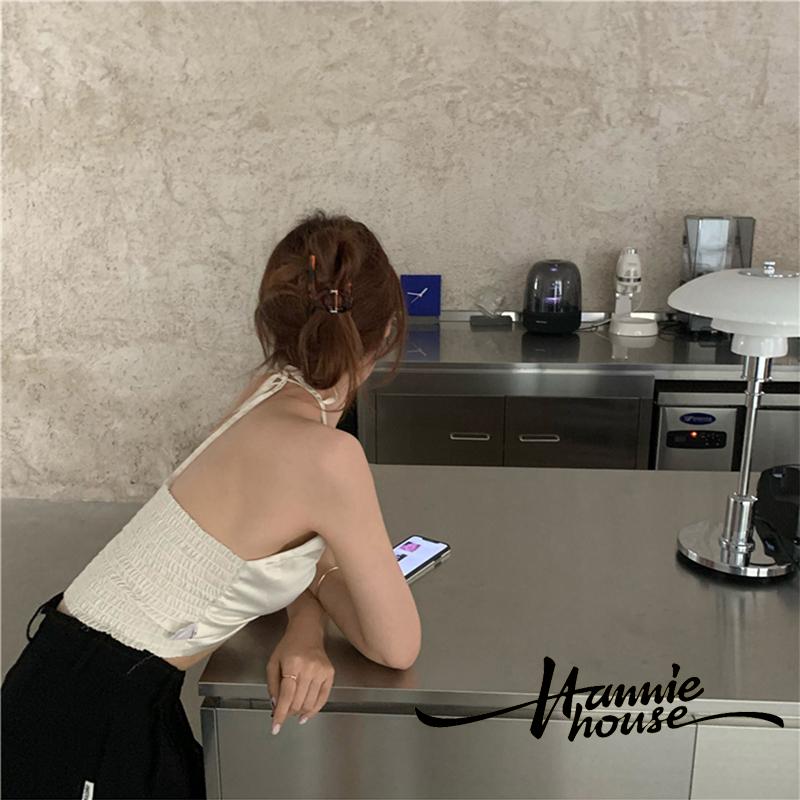 Áo kiểu không tay cổ yếm thiết kế hở lưng quyến rũ thời trang dành cho nữ