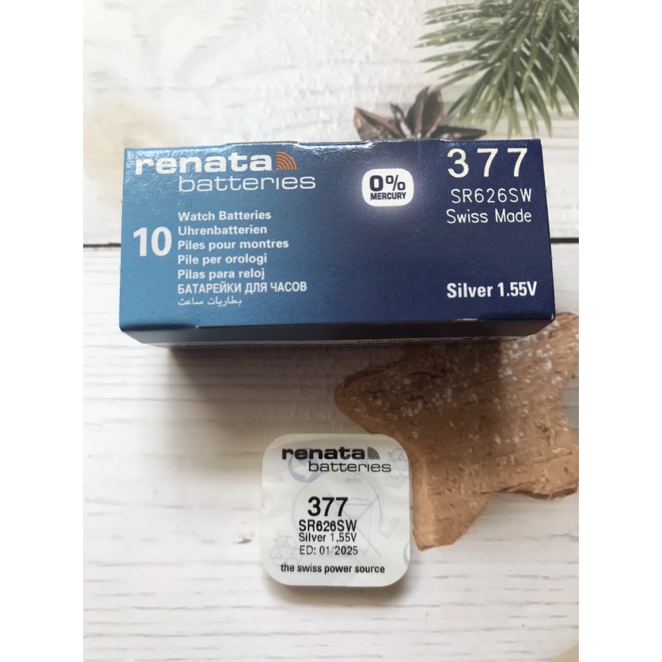 Pin đồng hồ Renata 626 377 SR626SW AG4 silver oxide 1.55V chính hãng Renata Thụy Sĩ - Vỉ 1 viên