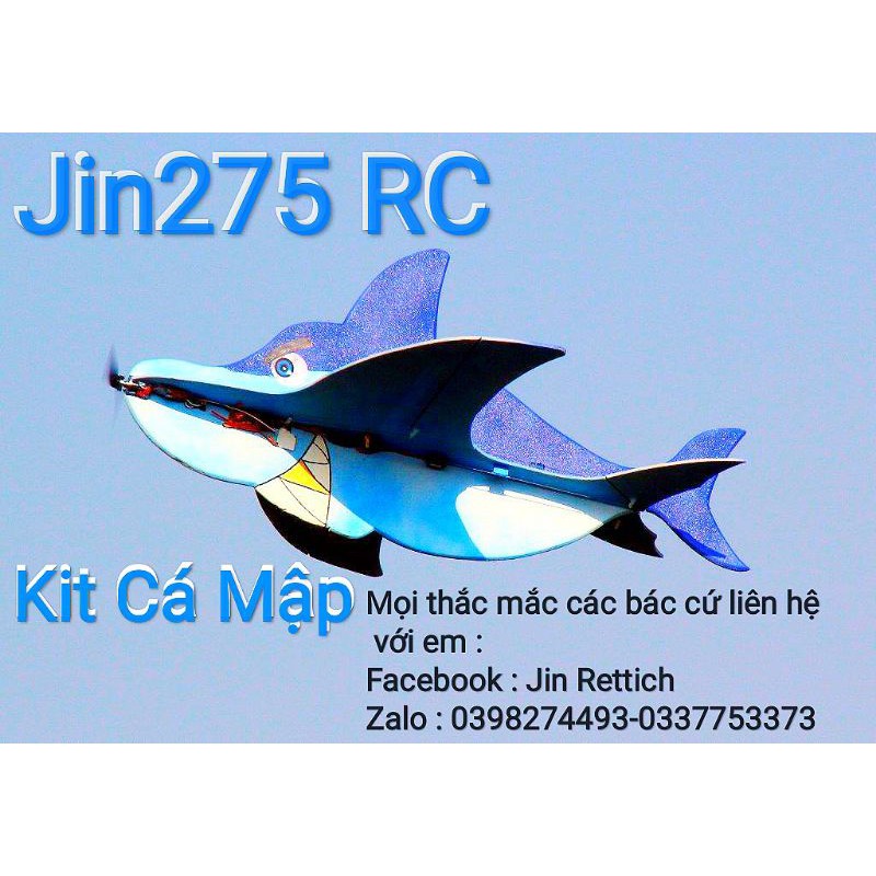 Bộ vỏ Kit Máy bay 3D Cá Mập flat sải 80cm