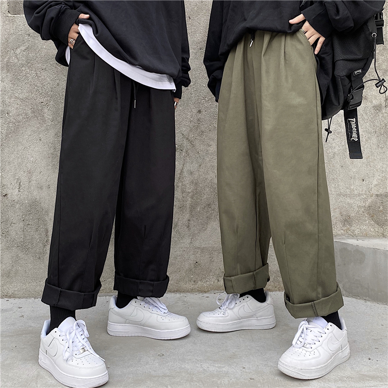 Quần Dài Ống Rộng Màu Trơn Thời Trang Retro Cổ Điển Hàn Quốc | BigBuy360 - bigbuy360.vn