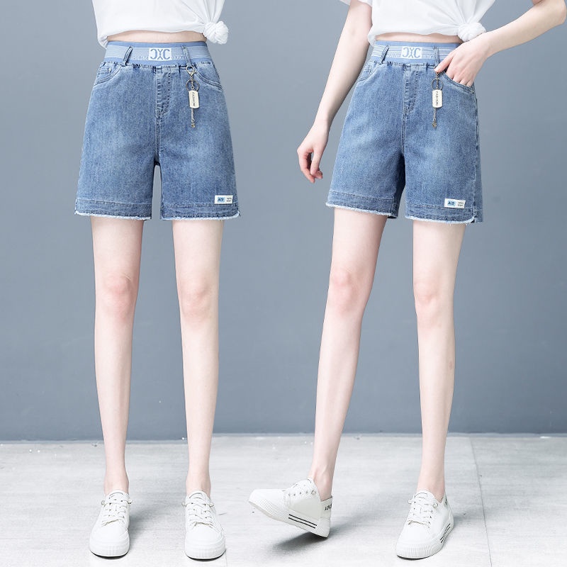 Quần Short denim Lưng Cao Dáng Rộng 5 Điểm Co Giãn Thời Trang Mùa Hè Hàng Mới 2022 Dành Cho Nữ