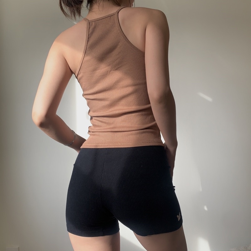 ADDSOMESUGAR Áo basic tanktop thun gân đen/ nâu/ xám/ trắng/ xanh/rêu