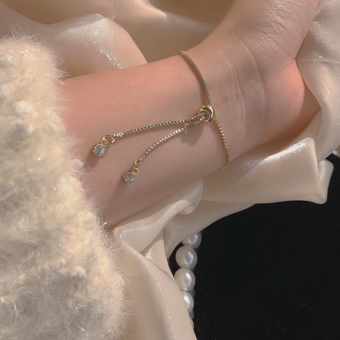 Vòng tay nữ lắc tay nữ dây rút mặt đá tròn VT005 Leous Accessories