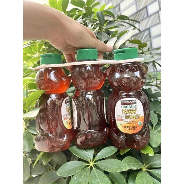 Mật ong Kirkland Signature Raw Organic Honey Bear 680g
