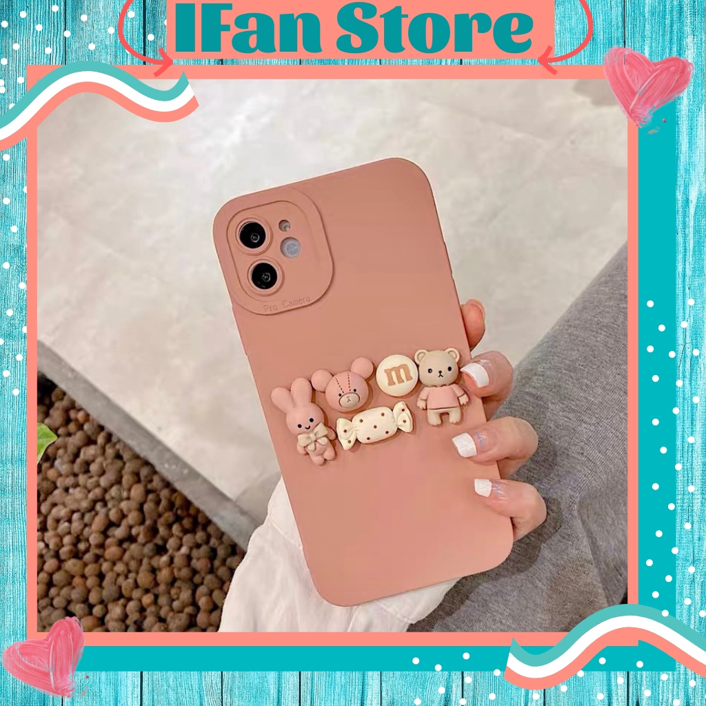 Ốp Lưng iPhone Dẻo Gấu Thỏ Nổi Chống Bẩn Bảo Vệ Camera iPhone 7plus 8plus x xsmax 11 promax 12 promax 13 promax