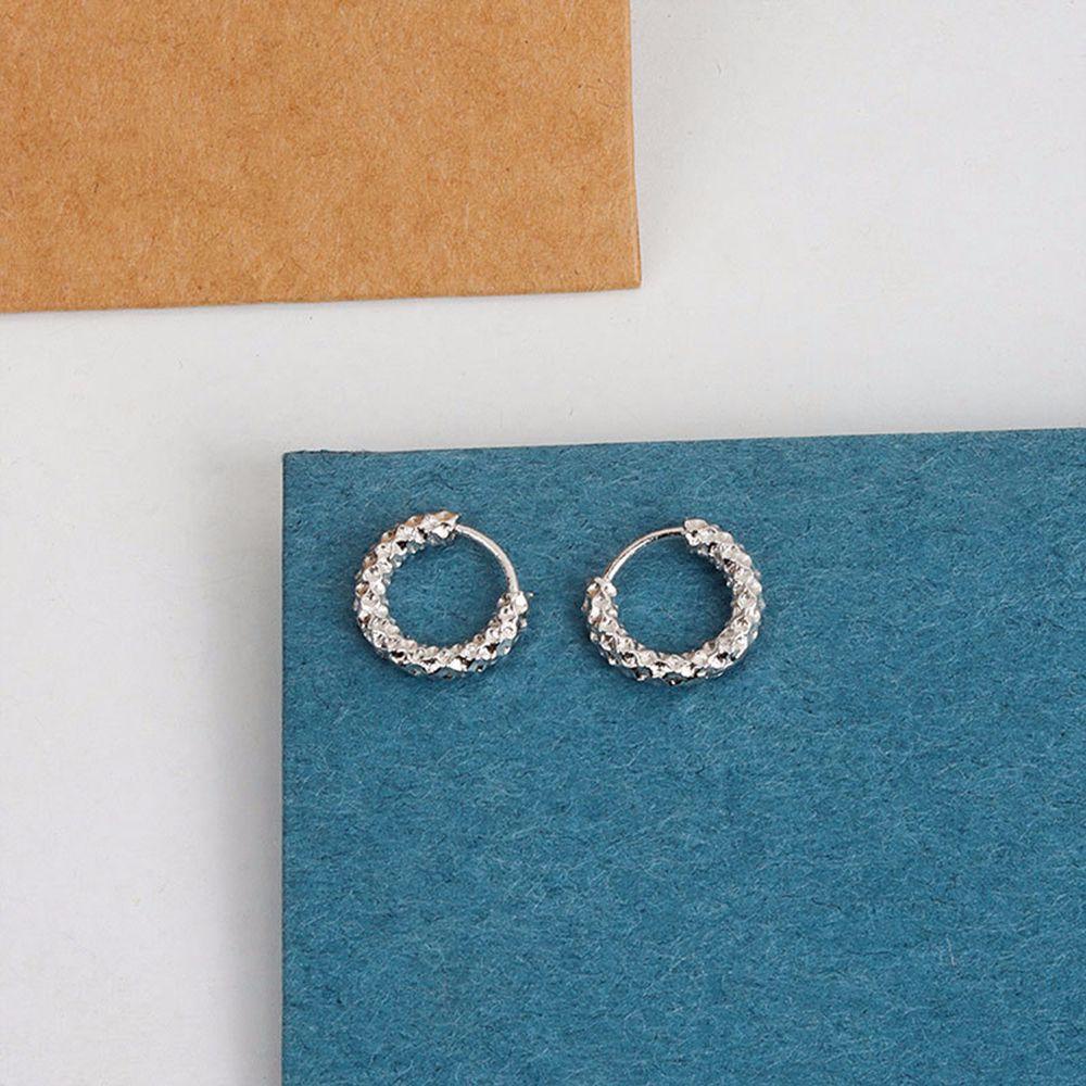 Bông Tai Dạng Vòng Bằng Giấy Bạc Đơn Giản Thời Trang