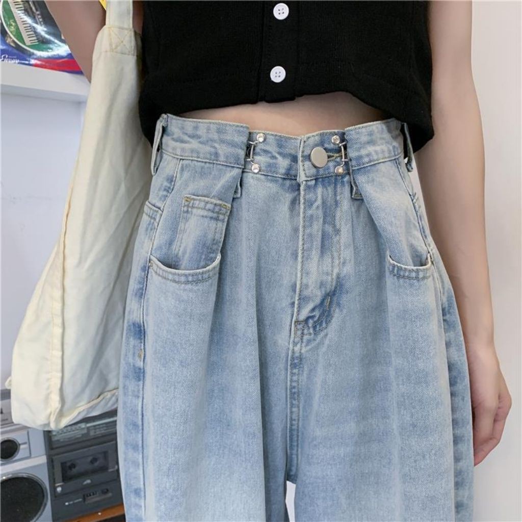 QUẦN BÒ ỐNG RỘNG LƯNG CAO SANMINHCHAU quần jeans ống rộng lưng cao, vải bò dày đẹp , không giãn ,dáng suông unisex QD4 | BigBuy360 - bigbuy360.vn