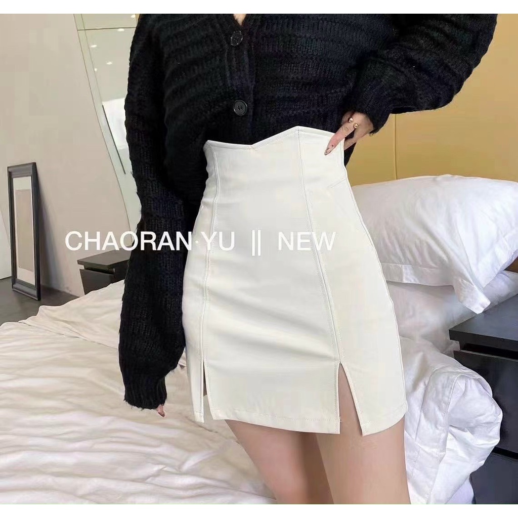Chân Váy Da Xẻ Cạp Cao Mã 8088 Hàng Quảng Châu