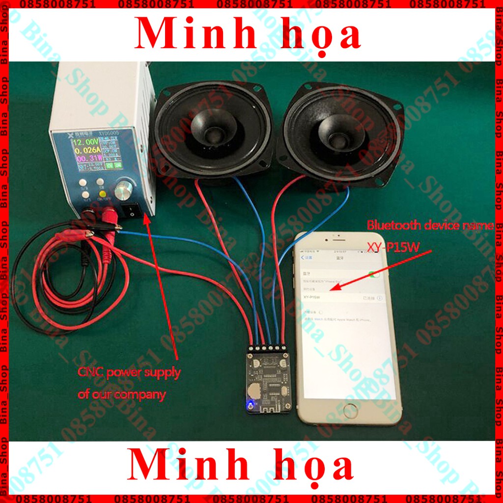 Mạch khuếch đại âm thanh Bluetooth 5.0 XY-P15W DC 8~24V (Vỏ mica bán riêng)