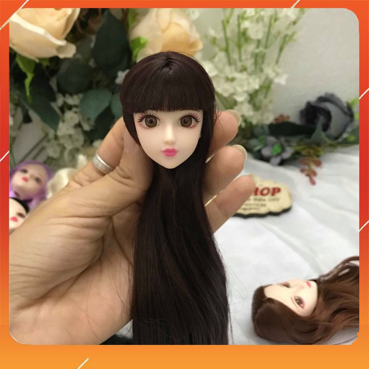 Đầu búp bê Xinyi tóc dài 23cm mắt 3D