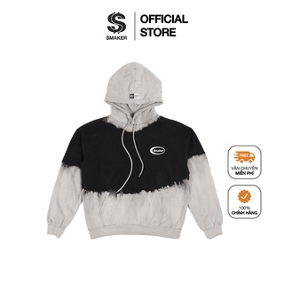 Áo hoodie local brand, màu xám đen chất cotton unisex - bleached hoodie in grey/black