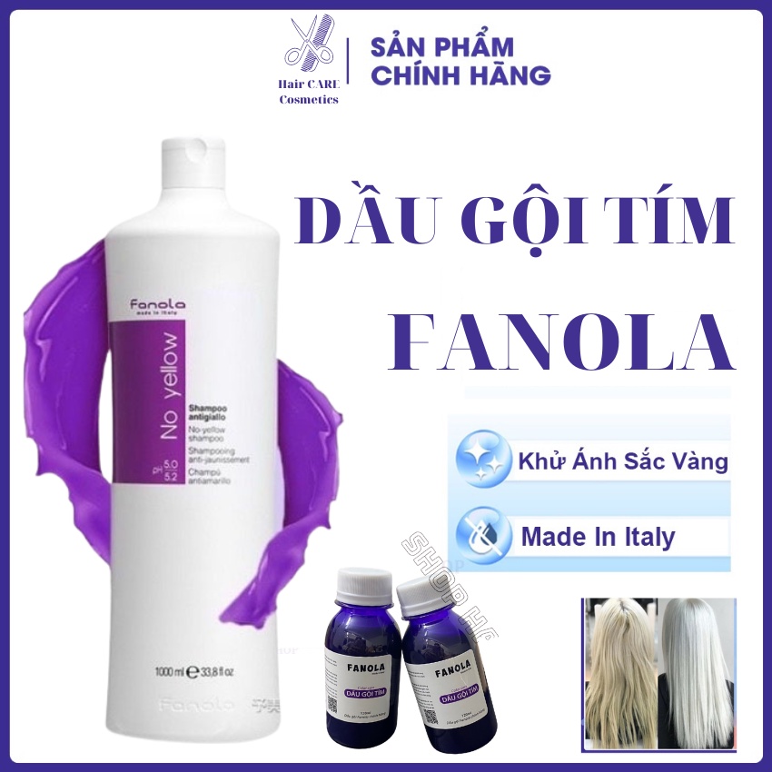 Dầu gội tím Fanola, dầu gội khử vàng chính hãng, dầu gội giữ màu dành cho tóc tẩy nhuộm màu thời trang