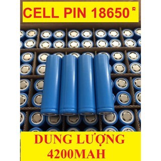 PIN SẠC 18650 3.7V 4200mAh. Cell pin 18650 Li-Ion. Dùng cho quạt MINI, tông đơ, Micro. Chế tạo pin dự phòng