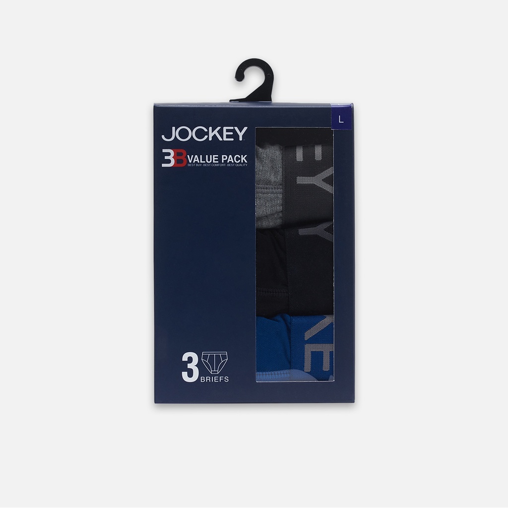 Hộp 03 Quần Lót Nam Jockey Tam Giác Thun Visco Thoáng Mát Thấm Hút - J1145 - TH3