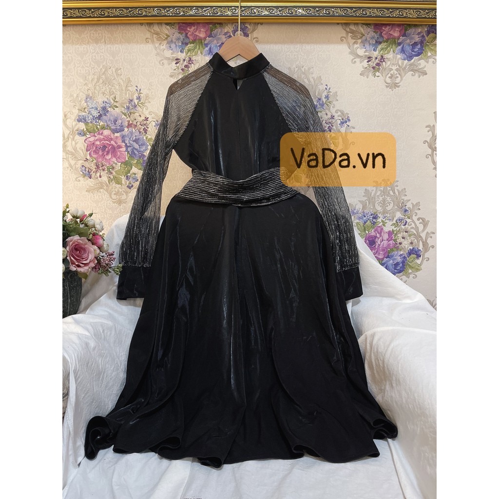 Đầm xòe tay dài cổ lọ cách điệu tay phối lưới kim tuyến sang chảnh cao cấp có BIG SIZE- Thời Trang VADA - V29 | BigBuy360 - bigbuy360.vn