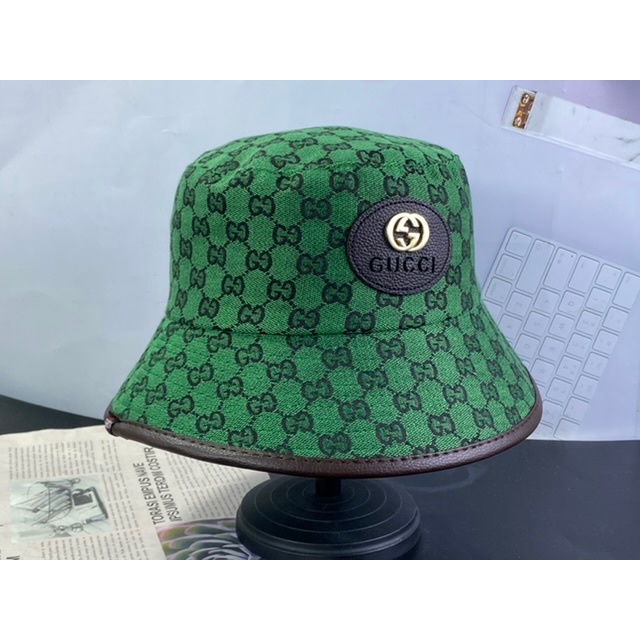 mũ vành G/c hàn quốc - nón bucket lụa viền da logo sắt guzzzi cực xinh thời trang