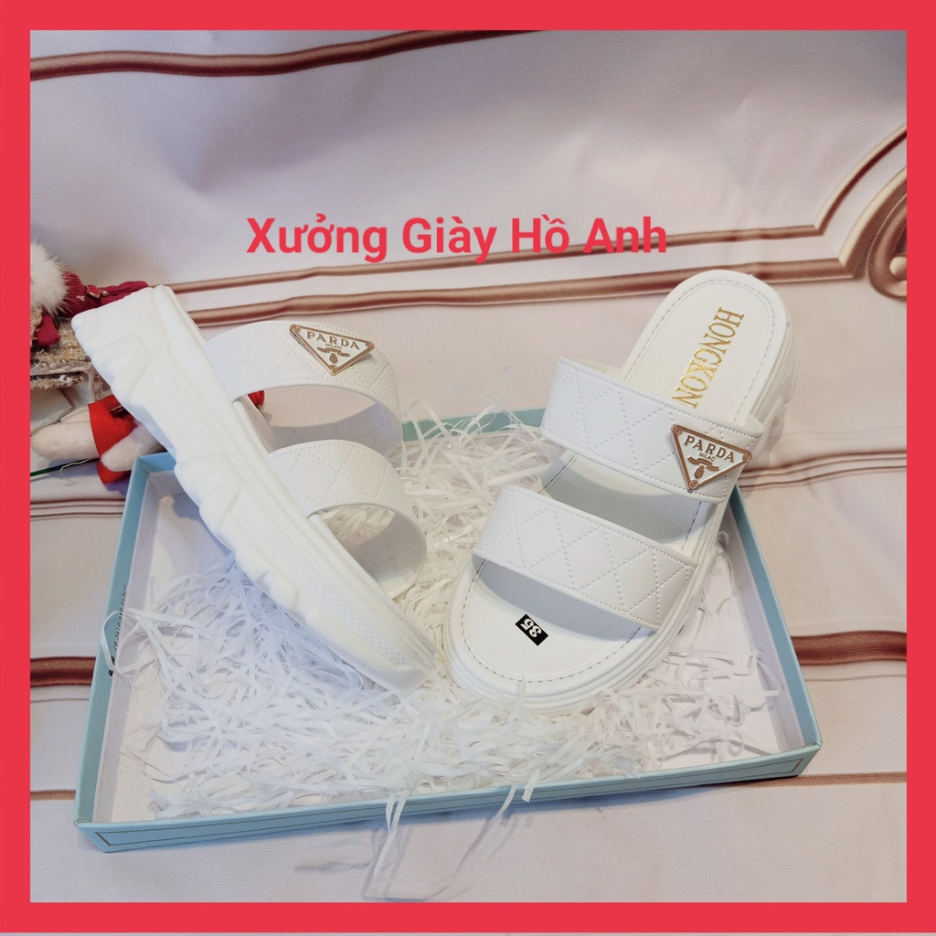 Dép Nữ Quai Dập Đế PU Bánh Mì Siêu Nhẹ Cao 5P Hót Hít Cực Sang Chảnh