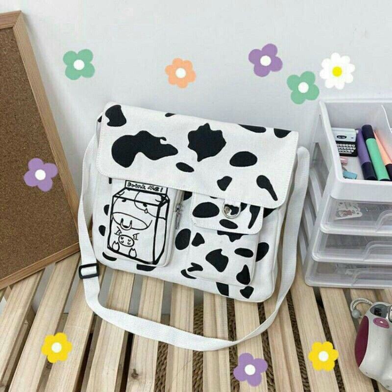 (Rẻ Vô Địch)Túi Tote Vải  bò sữa kiểu Đeo Chéo Đi Học Canvas Mềm Giá Rẻ Túi Đeo Chéo Cực Hót có video ảnh thật