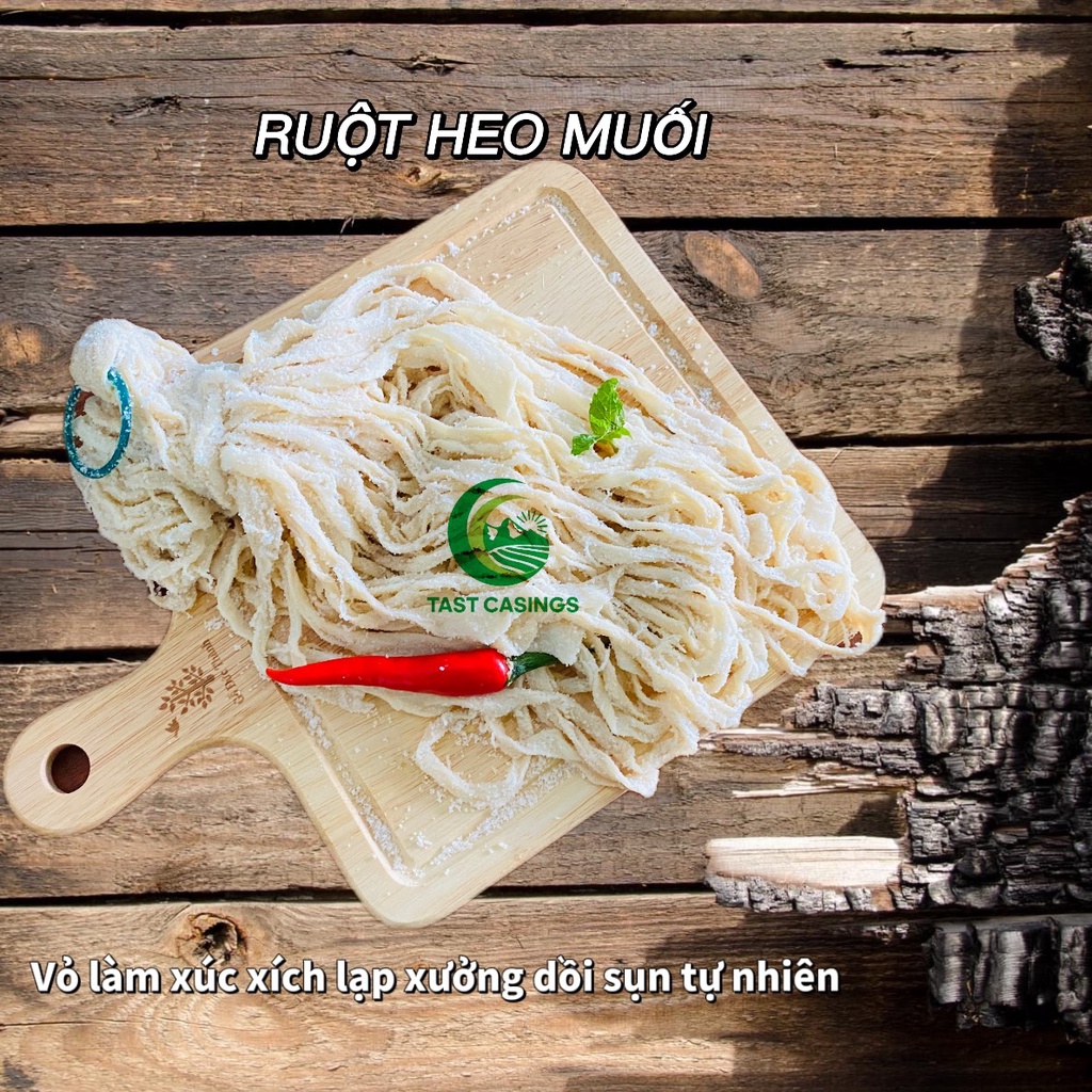 10m vỏ ruột heo muối làm xúc xích, lạp xưởng, dồi sụn Nguyên liệu từ 100% ruột heo tươi - Bành Trình Food