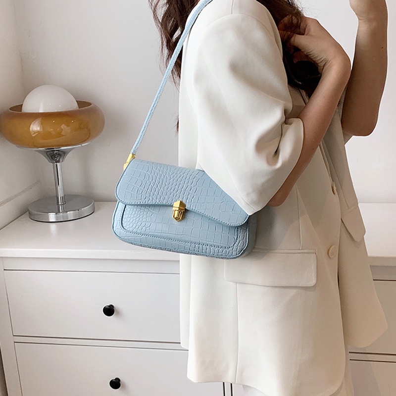 Túi Đeo Vai Hình Vuông Cỡ Nhỏ Vân Da Cá Sấu Chất Lượng Cao Thời Trang Cho Nữ