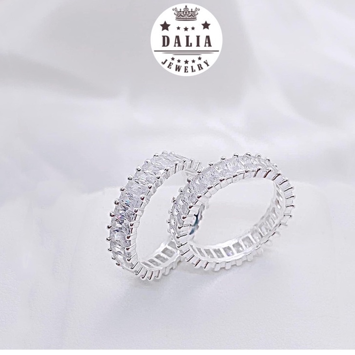 Nhẫn bạc nữ nạm đá tràn viền dòng cao cấp DaLiA Jewelry nhẫn bạc nữ cá tính