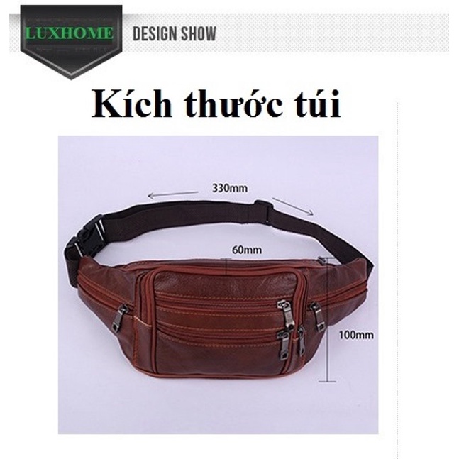 Túi Bao Tử Đeo Hông, Đeo Chéo,Túi Du Lịch Da Thật 7 Ngăn Dành Cho Nam Nữ