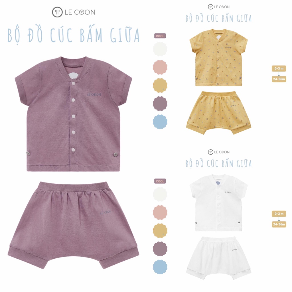 Bộ cộc tay quần đùi cúc bấm giữa trẻ em Le Coon
