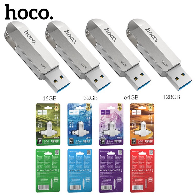 USB 2 Đầu ( USB + TYPE-C ) 3.0 Hợp Kim Kẽm 16/32/64GB Tích Hợp Hoco Hoco UD10 - Chính Hãng