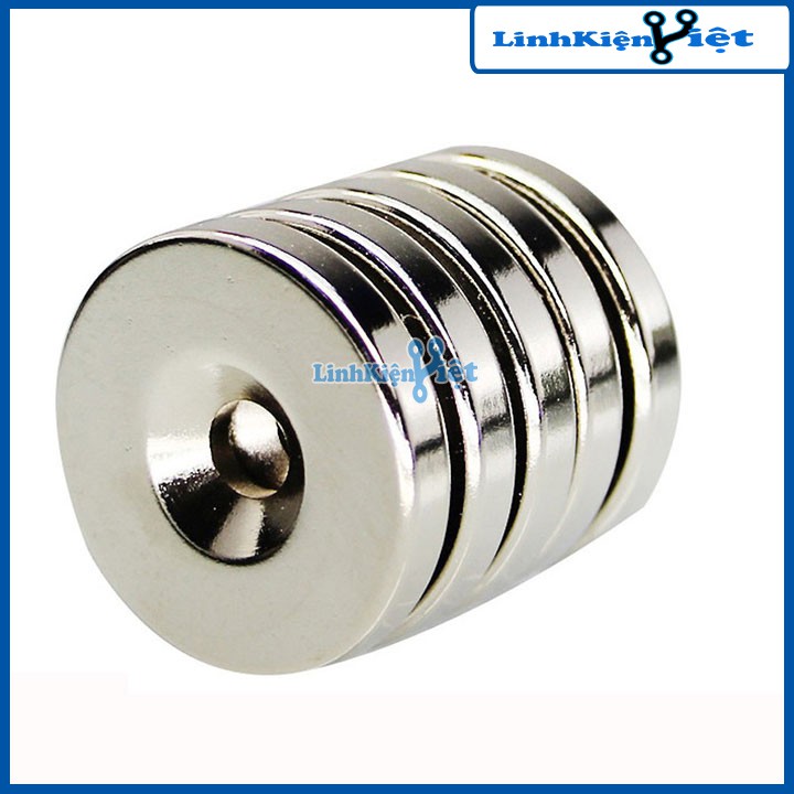 Bộ 5 Viên Nam Châm Đất Hiếm Tròn 15x3mm Có Lỗ 4mm Siêu Từ Tính