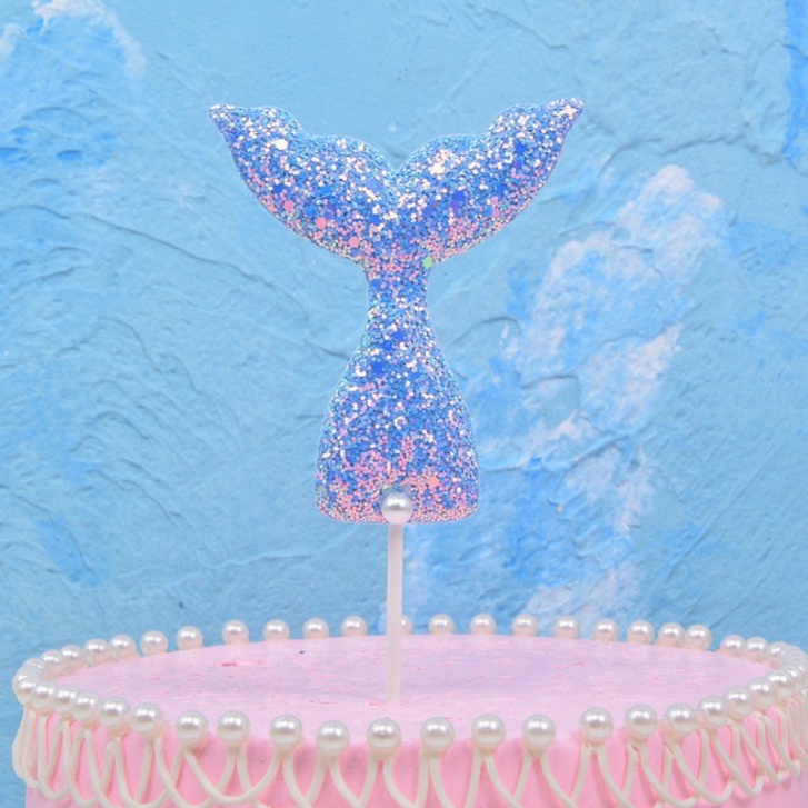 Que cắm đuôi cá trang trí bánh kem, trang trí bánh sinh nhật