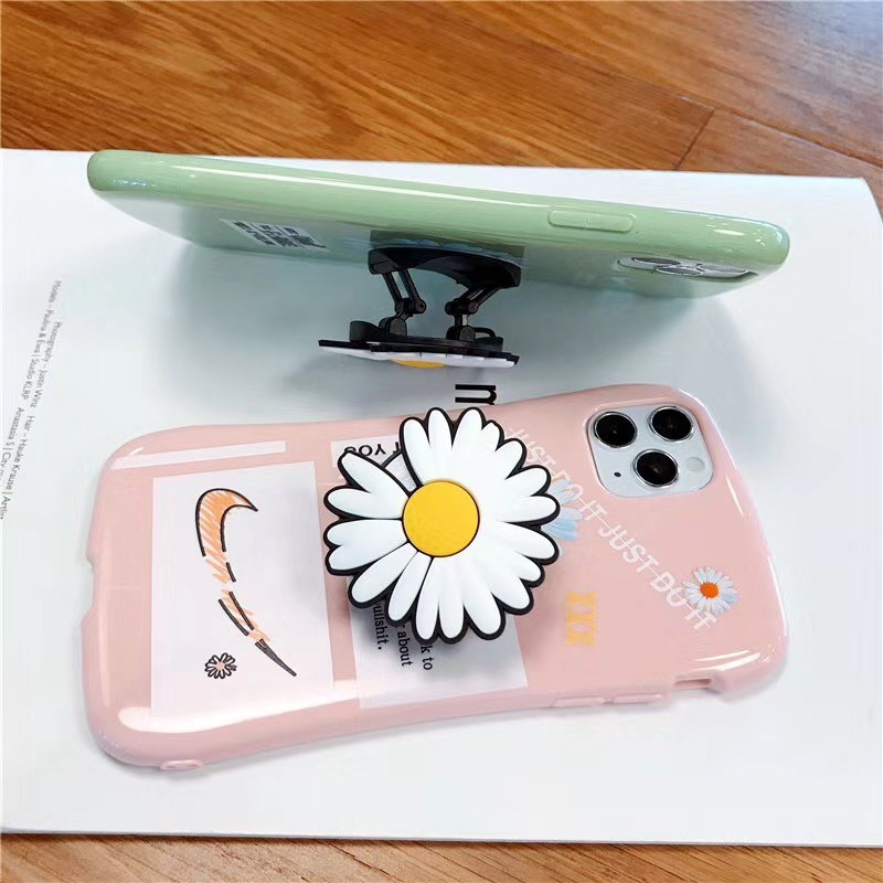 Ốp iPhone hoa cúc kèm đế chống popsocket DTQ1995