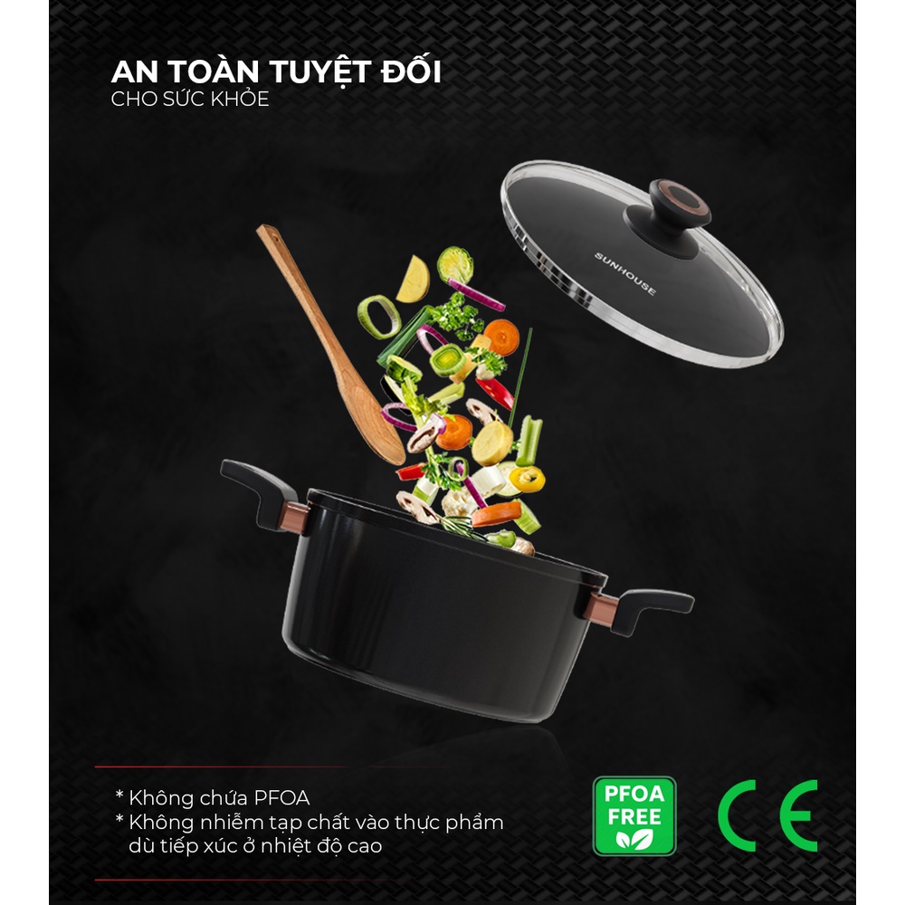 Bộ 3 Nồi ULTRA TITANIUM SUNHOUSE 18-20-24CM (Dùng Trên Mọi Loại Bêp)