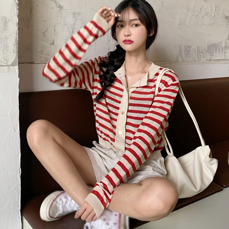 Áo Khoác Cardigan Sọc Nhiều Màu Thời Trang Cho Nữ