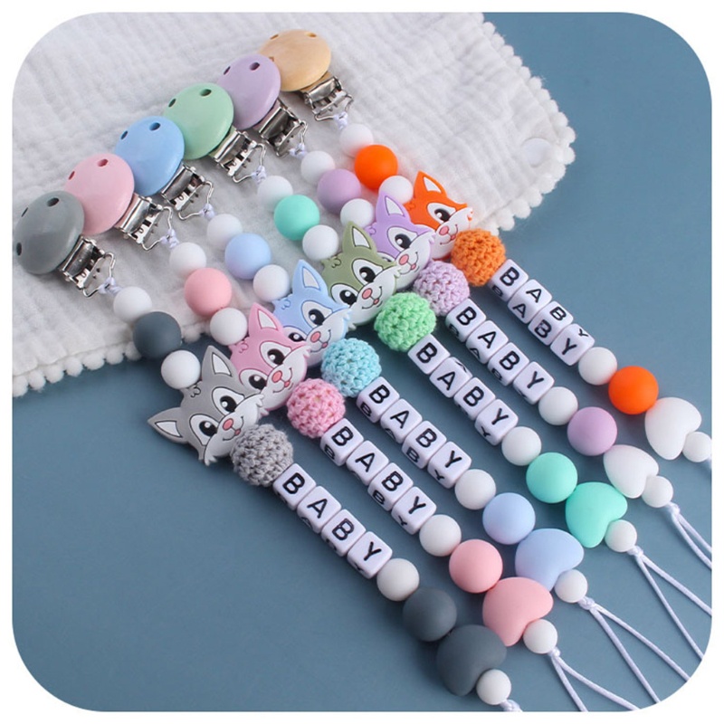 Set 2 Núm Ti Giả + Kẹp Núm Vú Giả Bằng Silicon Hình Động Vật Hoạt Hình Cho Bé