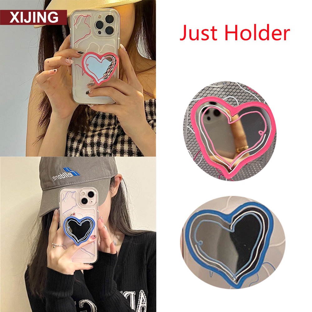 Gương Trang Điểm Dán Ốp Điện Thoại Thiết Kế Trái Tim Xinh Xắn