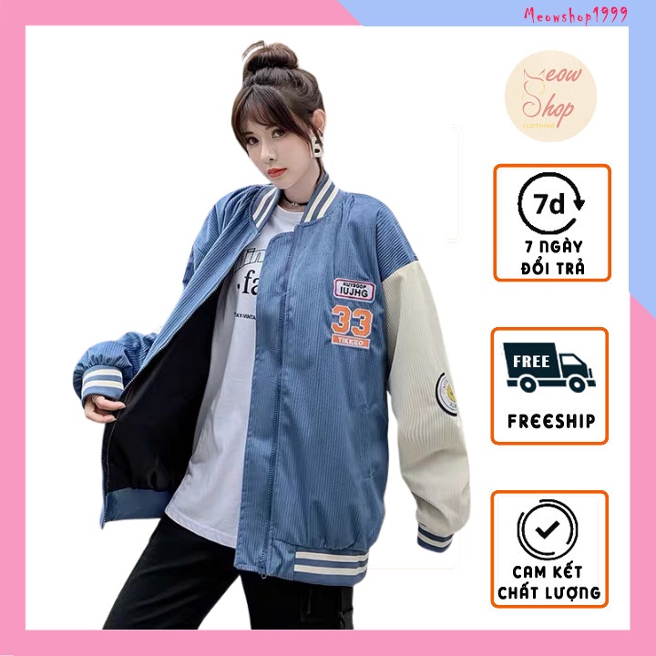 Áo khoác nhung nam nữ kiểu bomber form rộng siêu xinh AKN012