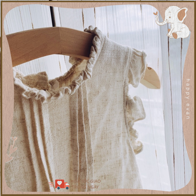 🅷.🄴🅅🄰🄽 [Form to] Body cánh tiên cho bé gái, dòng hàng cao cấp, vải lanh dầy mát, màu sắc trang nhã rất Tây.