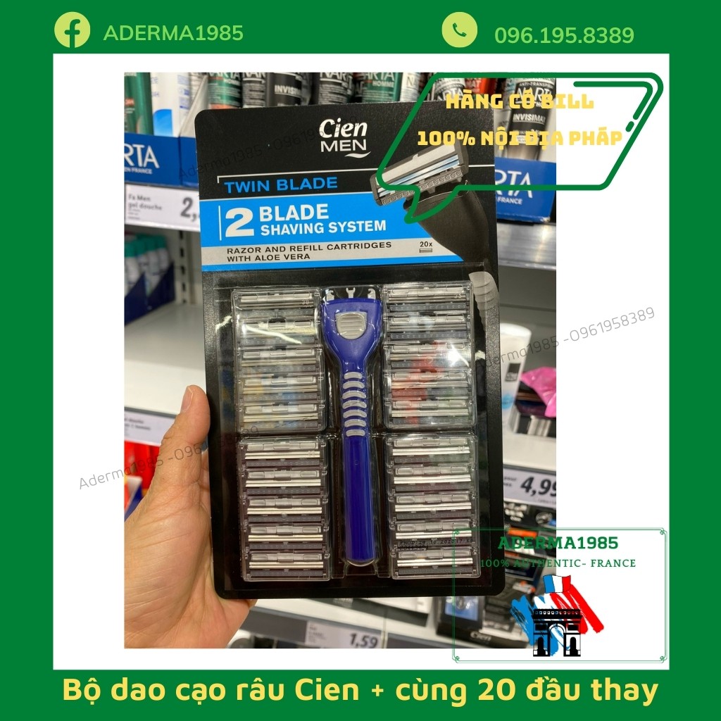 Bộ dao cạo râu Cien men kèm  20 lưỡi thay -  Made in Germany.