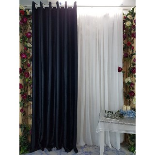[Shopee trợ giá] Rèm cửa chống nắng dày, 190cmx270cm, khoen ore, Đen tuyền R1-13