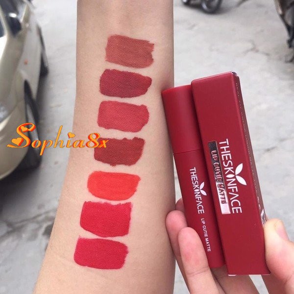 Son thỏi lì mịn môi vỏ đỏ The Skin Face Bote Red Lipstick 01-07