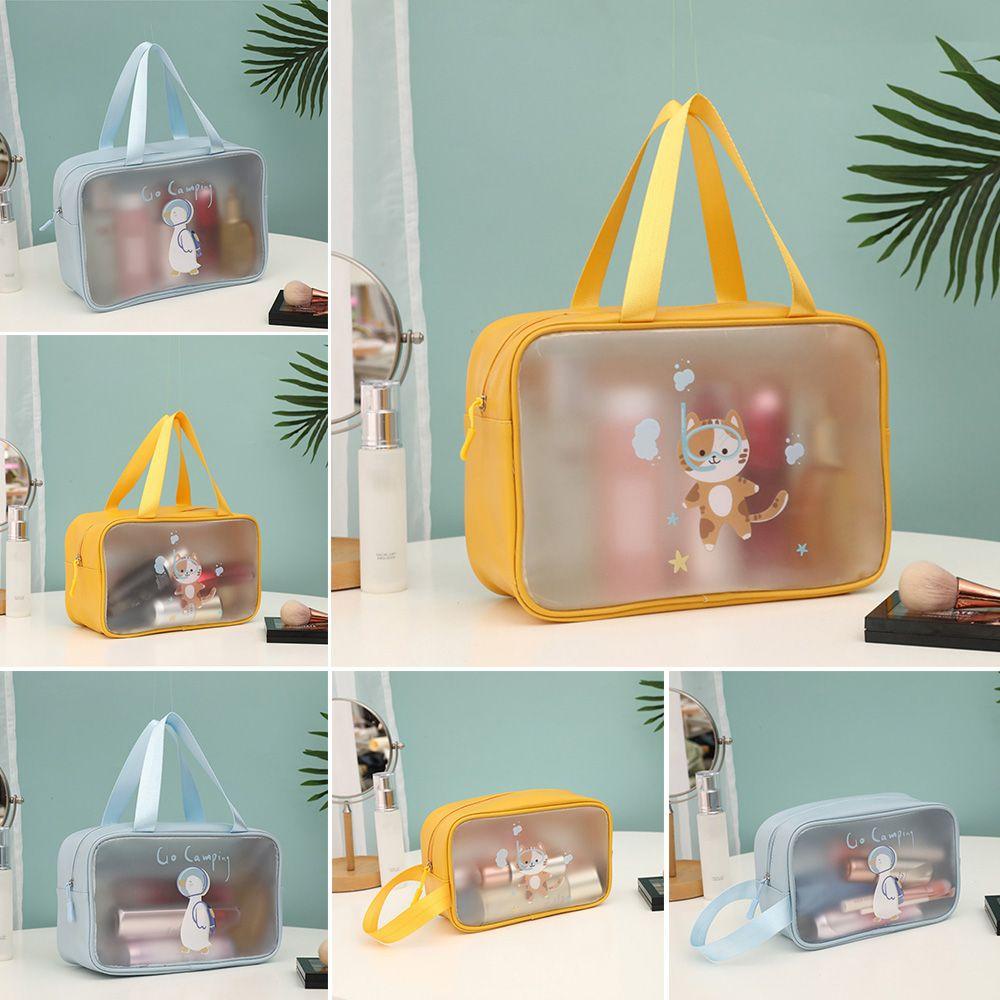 EBINLANDS Túi Đựng Mỹ Phẩm Da PU Trong Suốt Cỡ Lớn Phối Khóa Kéo Chống Thấm Nước Tiện Lợi